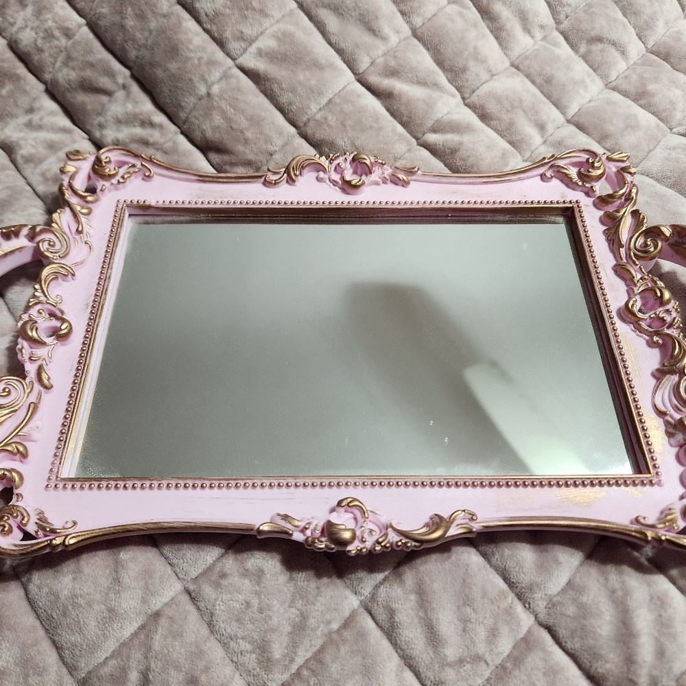 Pink & Gold Mirror Tray